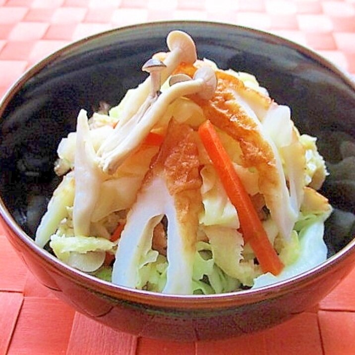 レンジで簡単!キャベツとちくわとしめじの白だし煮